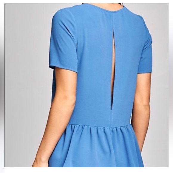 Caramela Navy Blue Peplum Ruffle Bottom Top - Picture 10 of 10